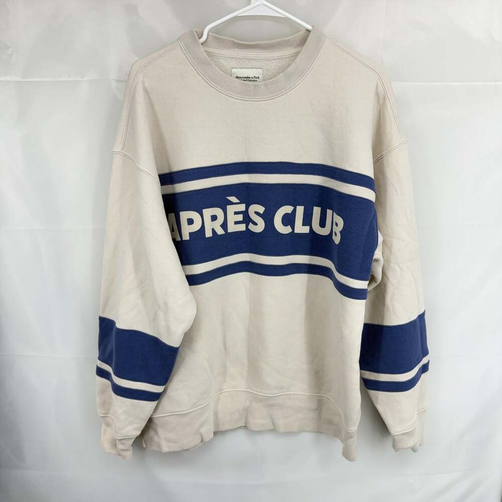 Abercrombie & Fitch Women M Apres Club Crewneck Sweatshirt Ski Fleece VTG Style